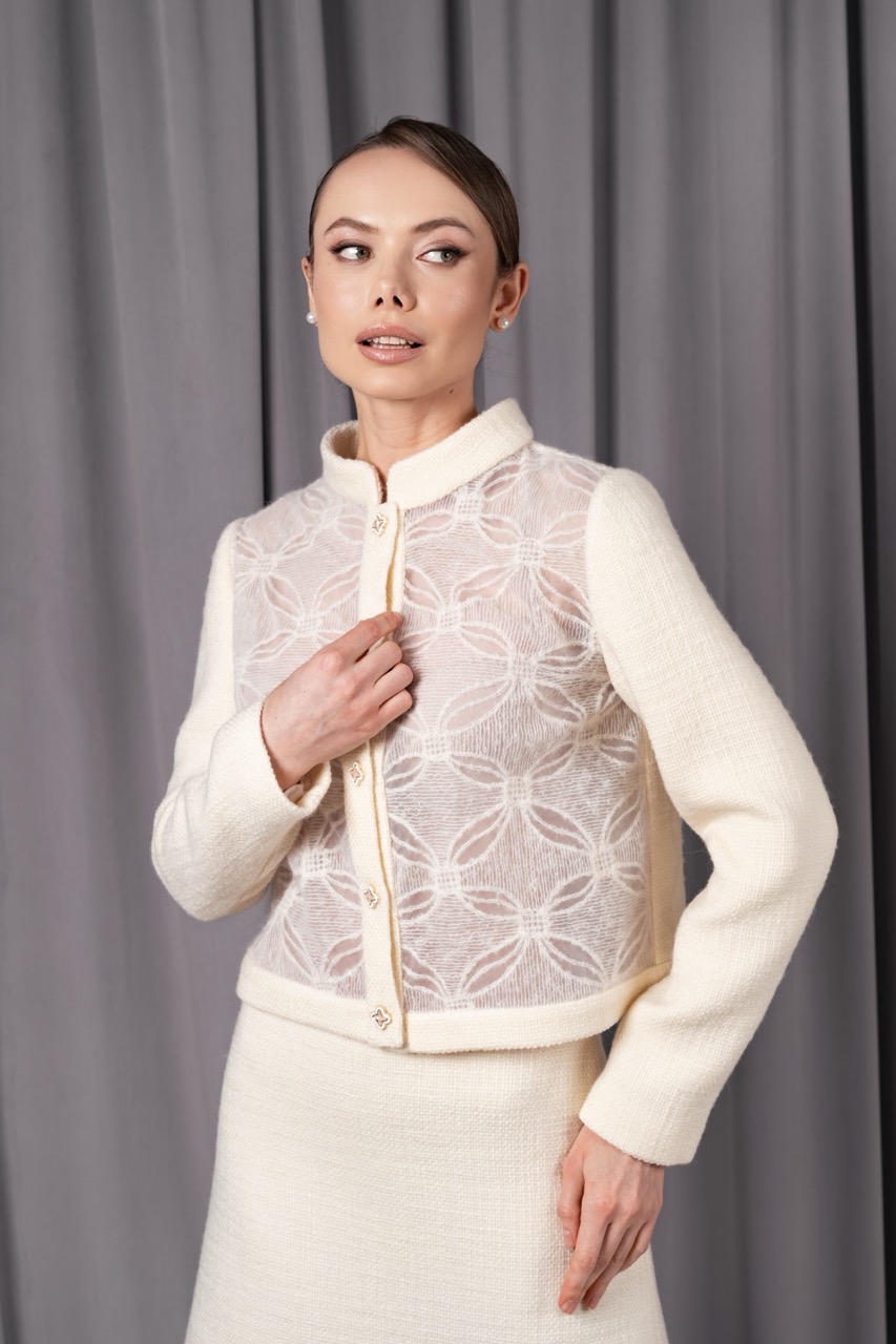 Кашемировый жакет от Speranza Couture с воротником-стойкой